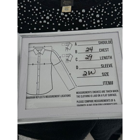 Susan Bristol Ltd.‎ 2002 Black Beaded Sweater 2W Acrylic & Merino Wool Women's - Picture 3 of 7